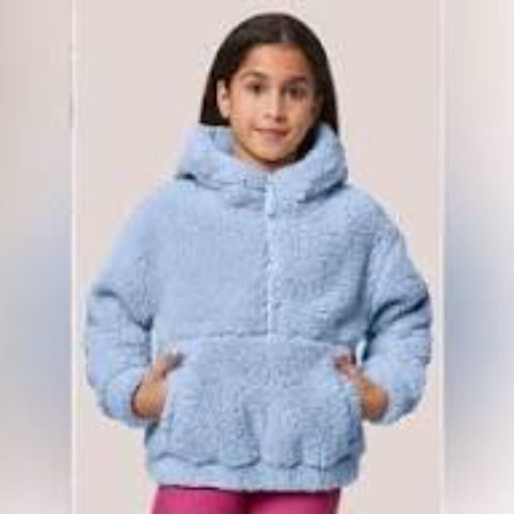 Mondetta Girls Size XS 5/6 Blue Hooded Kangaroo Pocket Jacket NWT